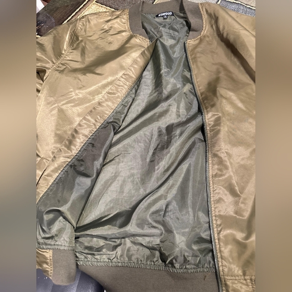 Chic Olive Bomber Jacket for Women XL - Picture 4 of 10